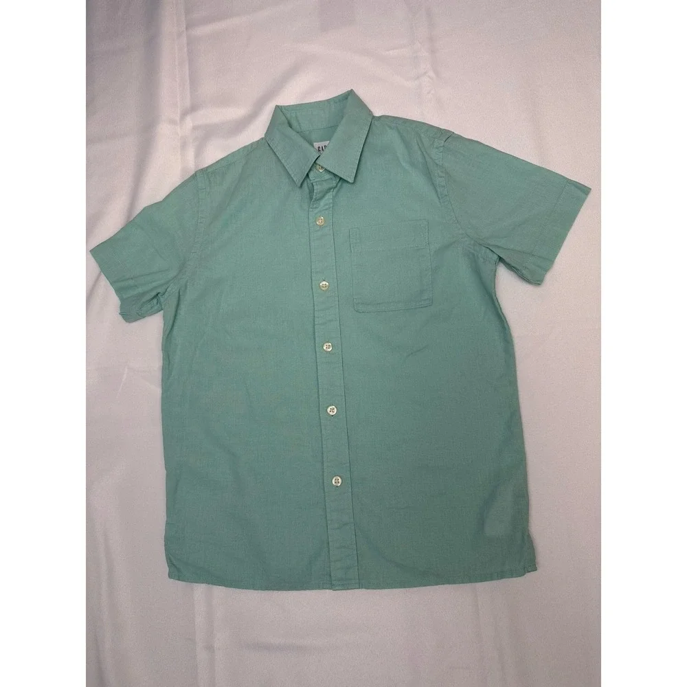 Gap  Boyss Sz 8 Button Down Shirt Linen/Cotton Light Mint Green Color
